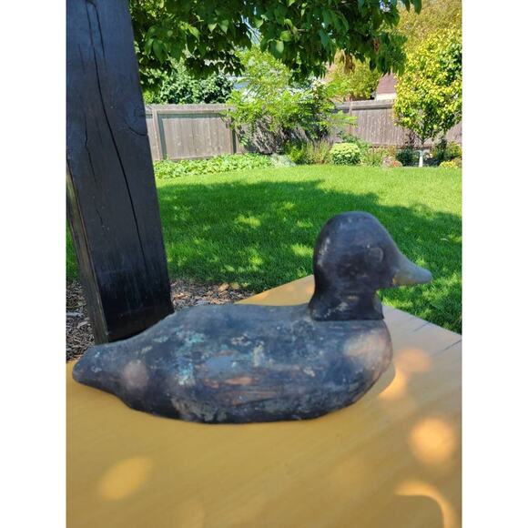 Vintage Duck Decoy, Wood Folk Art, Primitive Carved, Autumn Decor - Picture 3 of 8